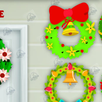 Intra απο ξύλο plywood 3mm-4mm πάχος - Πακέτο  με χριστουγεννιάτικο στεφάνι Δίασταση 15x15 cm INTRAFABR-111494839 - Image 1