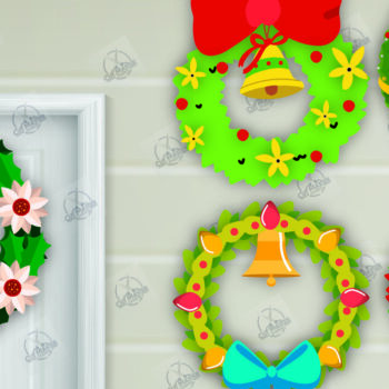 Intra απο ξύλο plywood 3mm-4mm πάχος - Πακέτο  με χριστουγεννιάτικο στεφάνι Δίασταση 15x15 cm INTRAFABR-111494839 - Image 2