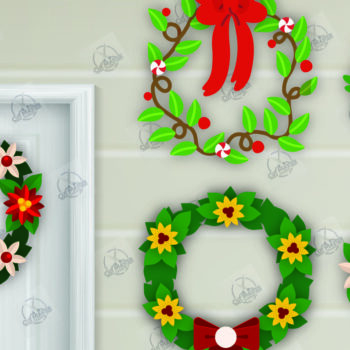 Intra απο ξύλο plywood 3mm-4mm πάχος - Πακέτο  με χριστουγεννιάτικο στεφάνι Δίασταση 15x15 cm INTRAFABR-111494661 - Image 2