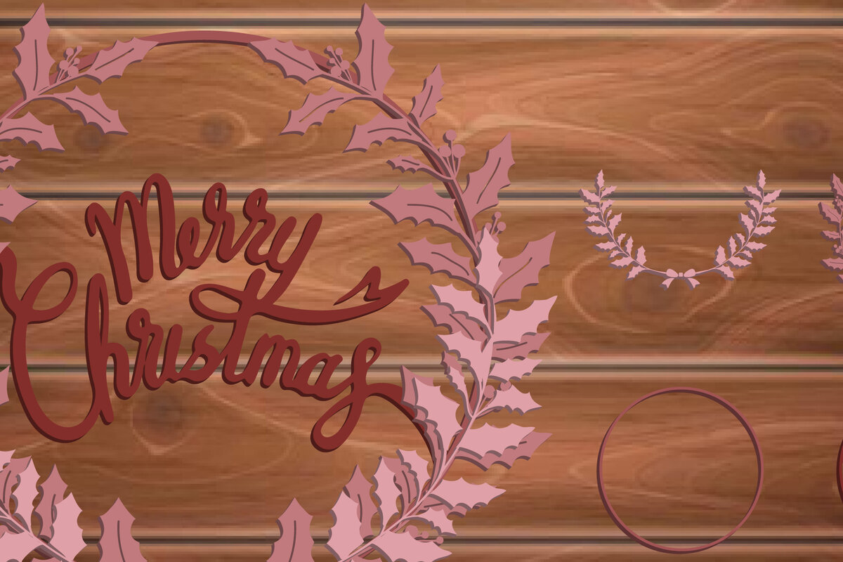 Intra απο ξύλο plywood 3mm-4mm πάχος - Χριστουγεννιάτικο στεφάνι Multilayer  Δίασταση 20x20 cm INTRAFABR-15679096