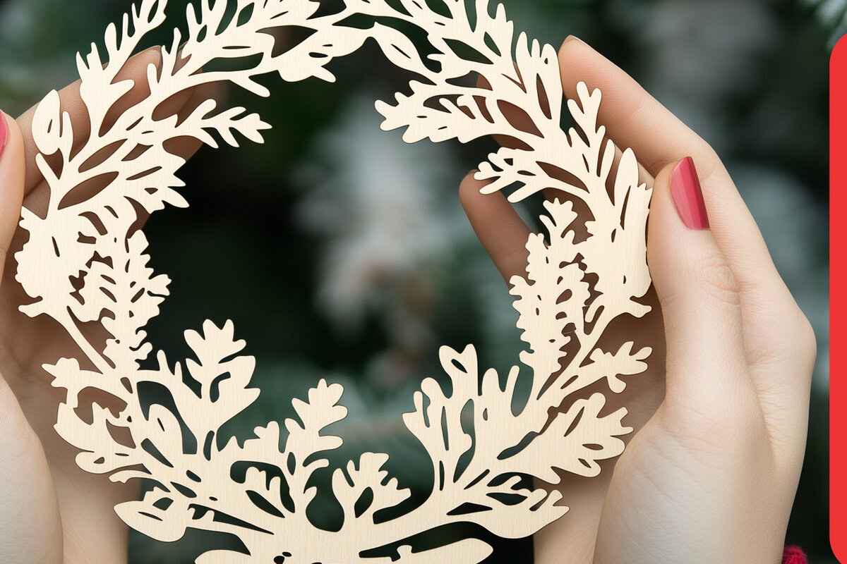 Intra απο ξύλο plywood 3mm-4mm πάχος - Χριστουγεννιάτικο στεφάνι στολίδι   Cut Δίασταση 4x4 cm INTRAFABR-109473730