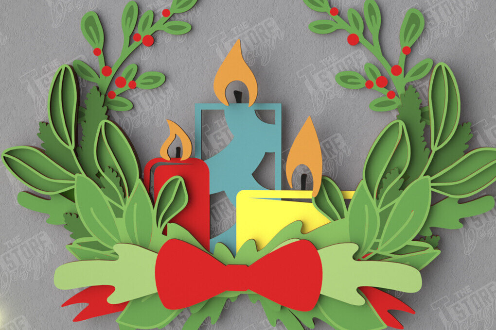 Intra απο ξύλο plywood 3mm-4mm πάχος - Χριστουγεννιάτικο στεφάνι | Διακόσμηση βεράντας | Αργία Δίασταση 15x15 cm INTRAFABR-109025618