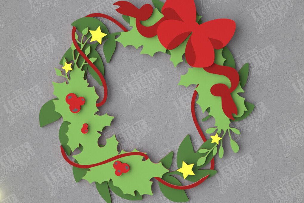 Intra απο ξύλο plywood 3mm-4mm πάχος - Χριστουγεννιάτικο στεφάνι | Διακόσμηση βεράντας | Αργία Δίασταση 15x15 cm INTRAFABR-109025621