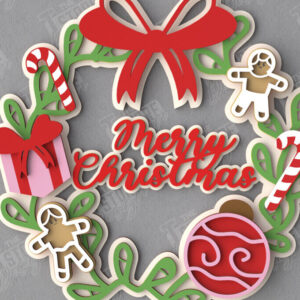 Intra απο ξύλο plywood 3mm-4mm πάχος - Χριστουγεννιάτικο στεφάνι | Διακόσμηση βεράντας | Αργία Δίασταση 15x15 cm INTRAFABR-109025630