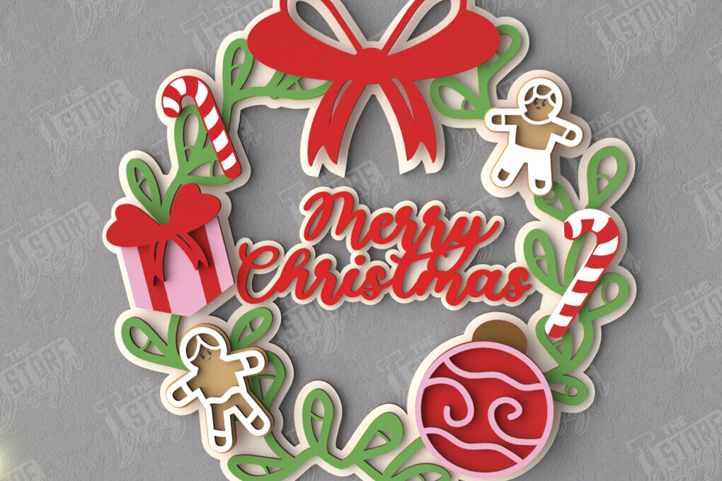 Intra απο ξύλο plywood 3mm-4mm πάχος - Χριστουγεννιάτικο στεφάνι | Διακόσμηση βεράντας | Αργία Δίασταση 15x15 cm INTRAFABR-109025630