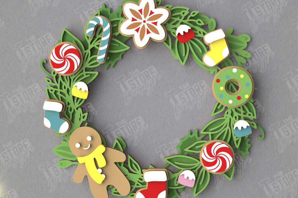 Intra απο ξύλο plywood 3mm-4mm πάχος - Χριστουγεννιάτικο στεφάνι | Διακόσμηση βεράντας | Αργία Δίασταση 15x15 cm INTRAFABR-109025641