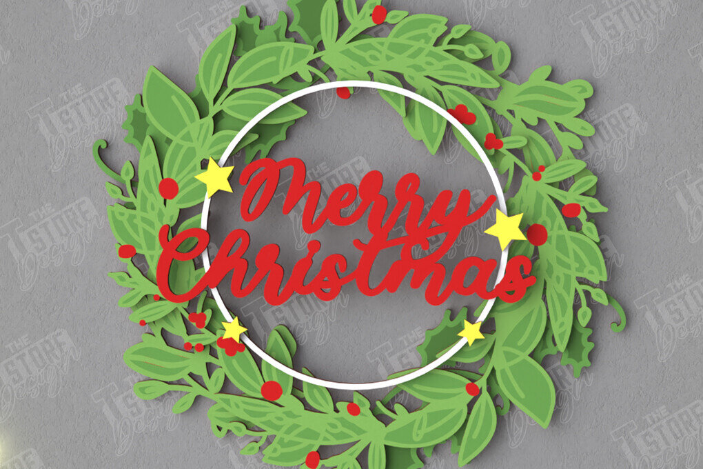 Intra απο ξύλο plywood 3mm-4mm πάχος - Χριστουγεννιάτικο στεφάνι | Διακόσμηση βεράντας | Αργία Δίασταση 15x15 cm INTRAFABR-109025656