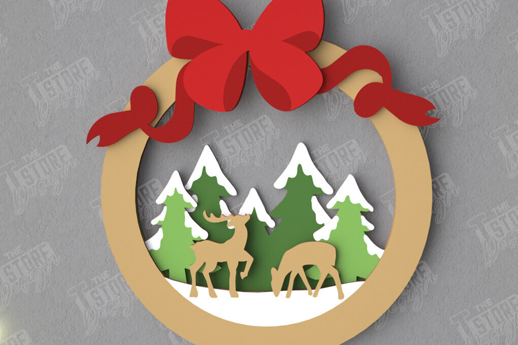 Intra απο ξύλο plywood 3mm-4mm πάχος - Χριστουγεννιάτικο στεφάνι | Διακόσμηση βεράντας | Αργία Δίασταση 15x15 cm INTRAFABR-109025614