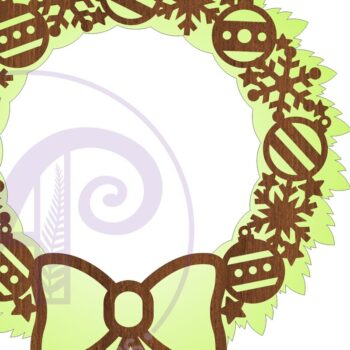 Intra απο ξύλο plywood 3mm-4mm πάχος - Χριστουγεννιάτικο στεφάνι δύο επιπέδων τέχνης τοίχου Δίασταση 40x50 cm INTRAFABR-82588470 - Image 2