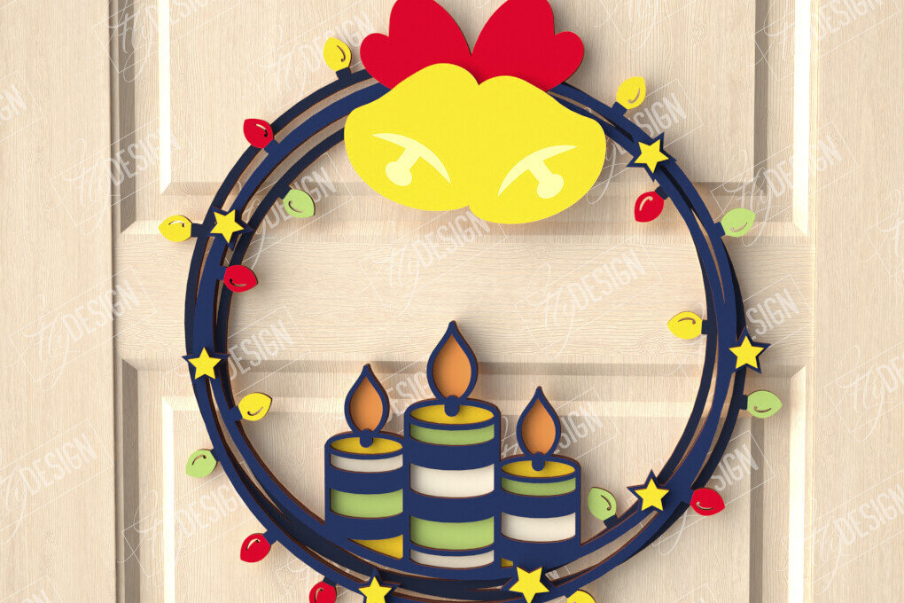 Intra απο ξύλο plywood 3mm-4mm πάχος - Χριστουγεννιάτικο στεφάνι|Διακόσμηση βεράντας|Στεφάνι πόρτας Δίασταση 15x15 cm INTRAFABR-111360674