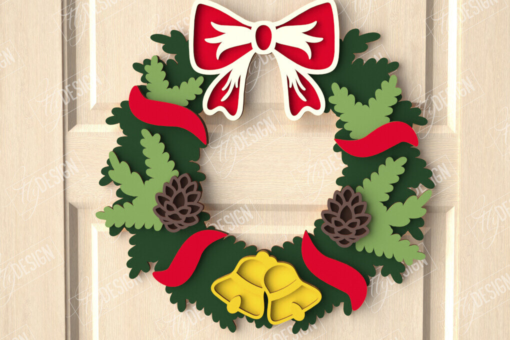 Intra απο ξύλο plywood 3mm-4mm πάχος - Χριστουγεννιάτικο στεφάνι|Διακόσμηση βεράντας|Στεφάνι πόρτας Δίασταση 15x15 cm INTRAFABR-111360688