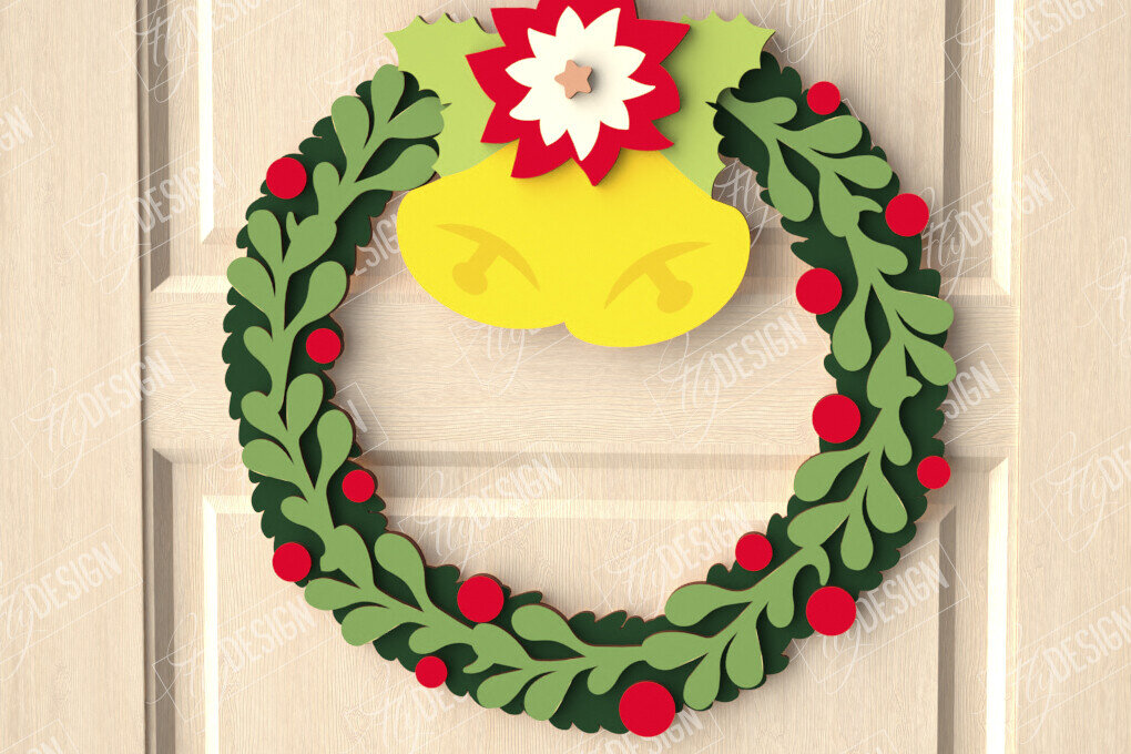 Intra απο ξύλο plywood 3mm-4mm πάχος - Χριστουγεννιάτικο στεφάνι|Διακόσμηση βεράντας|Στεφάνι πόρτας Δίασταση 15x15 cm INTRAFABR-111360701
