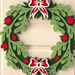 Intra απο ξύλο plywood 3mm-4mm πάχος - Χριστουγεννιάτικο στεφάνι|Διακόσμηση βεράντας|Στεφάνι πόρτας Δίασταση 15x15 cm INTRAFABR-111360622