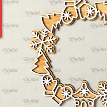 Intra απο ξύλο plywood 3mm-4mm πάχος - Χριστουγεννιάτικα στεφάνια κομμένα με λέιζερ Δίασταση 15x15 cm INTRAFABR-105130343 - Image 9