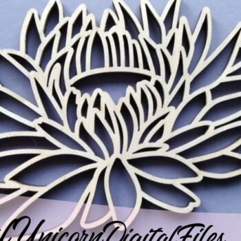 Intra απο ξύλο plywood 3mm-4mm πάχος - Λουλούδι κομμένο με λέιζερ χρυσάνθεμο Δίασταση 20x20 cm INTRAFABR-33749446 - Image 2