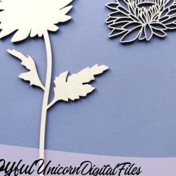 Intra απο ξύλο plywood 3mm-4mm πάχος - Λουλούδι κομμένο με λέιζερ χρυσάνθεμο Δίασταση 20x20 cm INTRAFABR-33749446 - Image 4