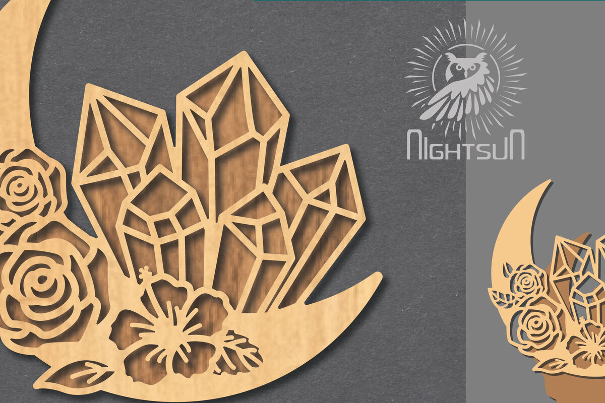 Intra απο ξύλο plywood 3mm-4mm πάχος - Διακόσμηση Chrystal Moon Cut Laser 1 Δίασταση 20x20 cm INTRAFABR-122555735