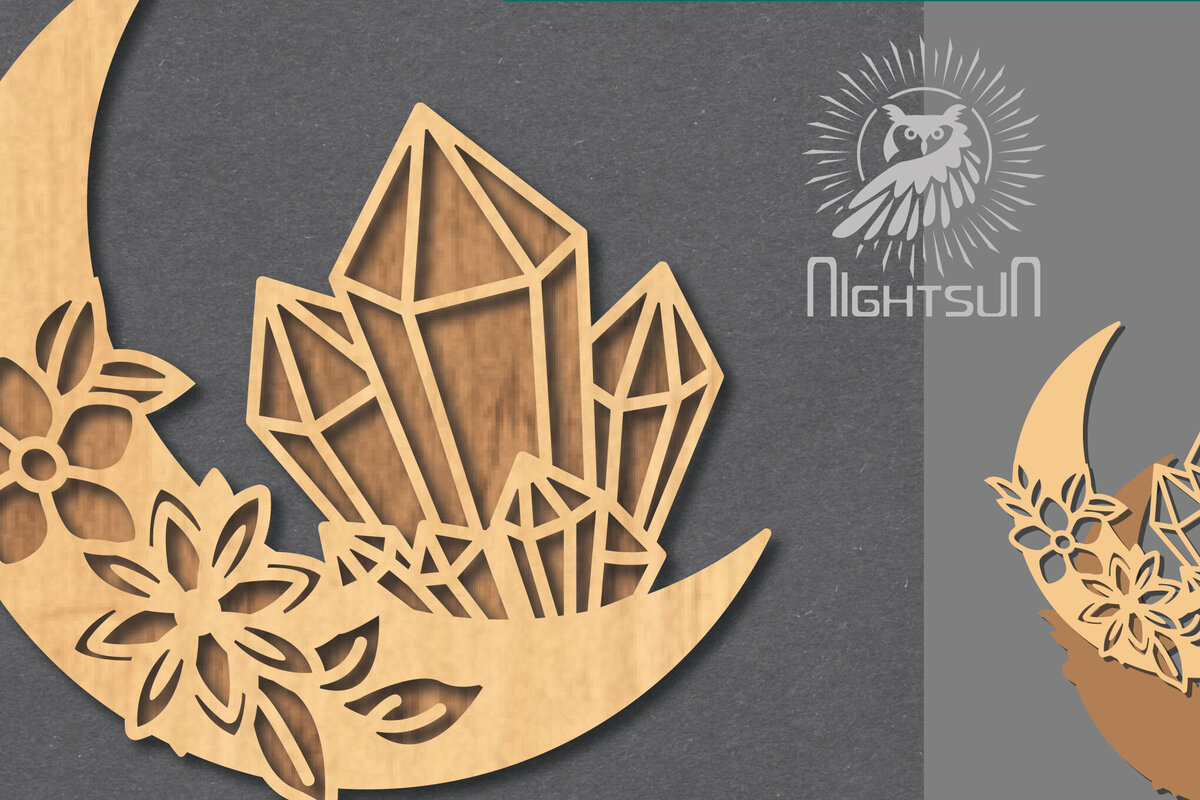 Intra απο ξύλο plywood 3mm-4mm πάχος - Διακόσμηση Chrystal Moon Cut Laser 2 Δίασταση 20x20 cm INTRAFABR-122555813