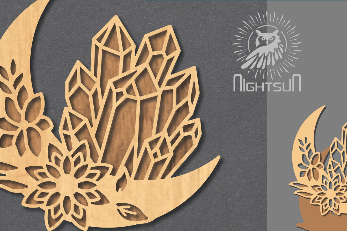 Intra απο ξύλο plywood 3mm-4mm πάχος - Διακόσμηση Chrystal Moon Cut Laser 4 Δίασταση 20x20 cm INTRAFABR-122555908