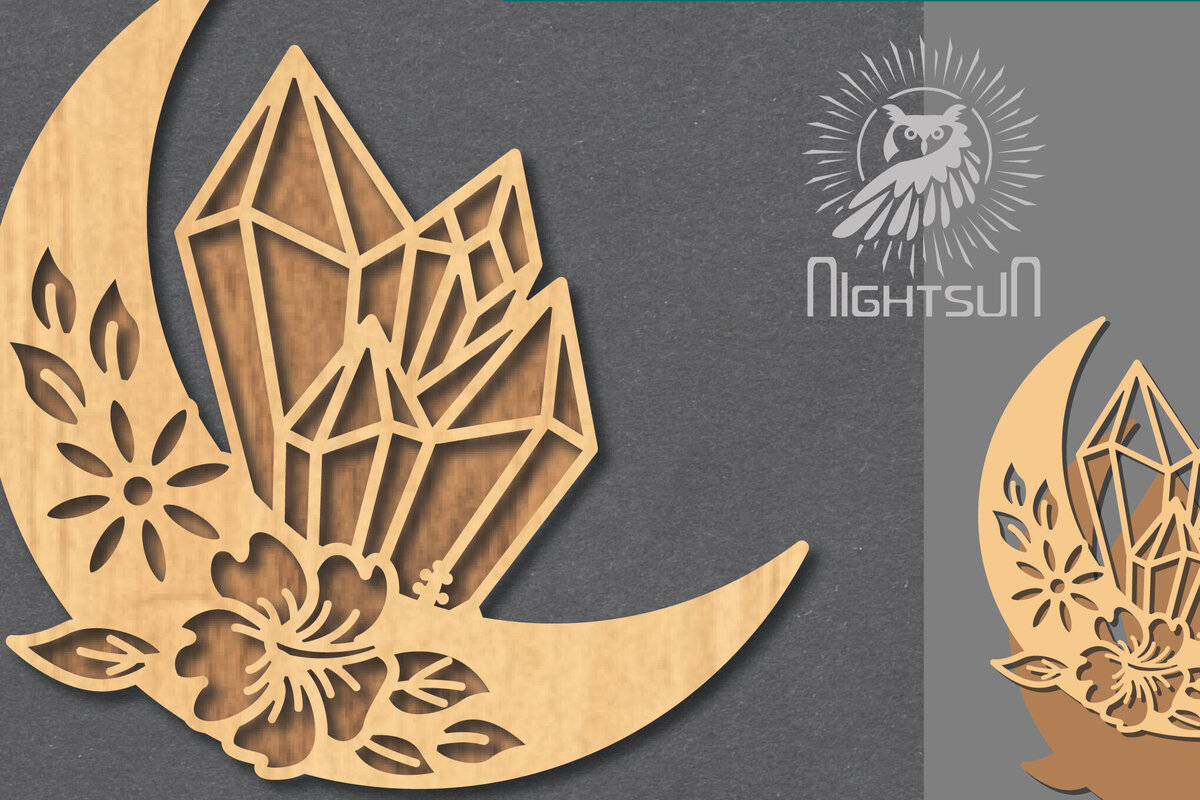 Intra απο ξύλο plywood 3mm-4mm πάχος - Διακόσμηση Chrystal Moon Cut Laser 5 Δίασταση 20x20 cm INTRAFABR-122555968