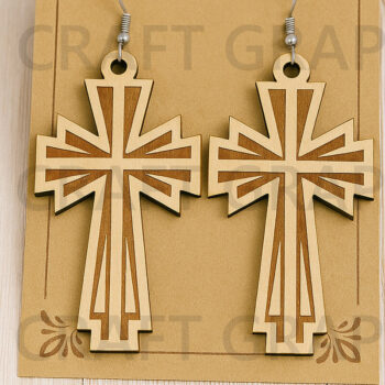 Intra απο ξύλο plywood 3mm-4mm πάχος - Εκκλησιαστικά Σκουλαρίκια – Χρόνος Λατρείας Δίασταση 3x3 cm INTRAFABR-124957724 - Image 1