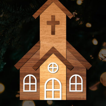 Intra απο ξύλο plywood 3mm-4mm πάχος - Πρότυπο κοπής με λέιζερ εκκλησίας, εκκλησία Woodcu Δίασταση 15x15 cm INTRAFABR-111226103 - Image 1