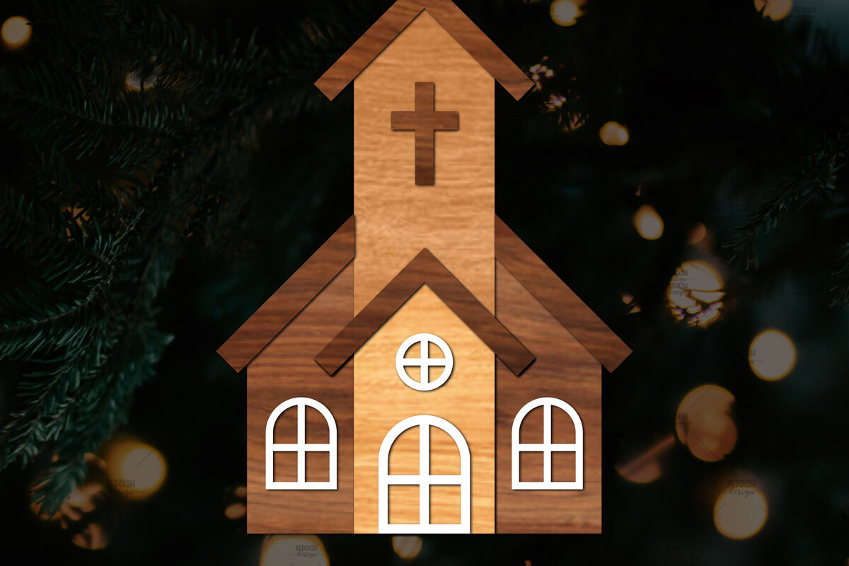 Intra απο ξύλο plywood 3mm-4mm πάχος - Πρότυπο κοπής με λέιζερ εκκλησίας, εκκλησία Woodcu Δίασταση 15x15 cm INTRAFABR-111226103