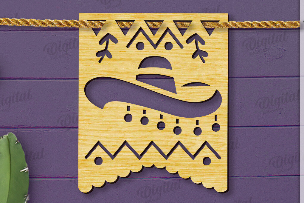 Intra απο ξύλο plywood 3mm-4mm πάχος - Cinco De Mayo Banner Laser Cut Δίασταση 30x20 cm INTRAFABR-118735102