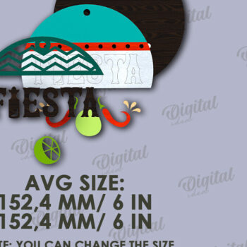 Intra απο ξύλο plywood 3mm-4mm πάχος - Cinco De Mayo Στρογγυλή πινακίδα κοπής με λέιζερ Δίασταση 30x20 cm INTRAFABR-119673926 - Image 2