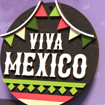 Intra απο ξύλο plywood 3mm-4mm πάχος - Cinco De Mayo Στρογγυλή πινακίδα κοπής με λέιζερ Δίασταση 30x20 cm INTRAFABR-119673532 - Image 1