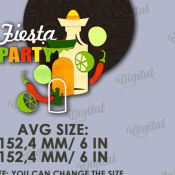 Intra απο ξύλο plywood 3mm-4mm πάχος - Cinco De Mayo Στρογγυλή πινακίδα κοπής με λέιζερ Δίασταση 30x20 cm INTRAFABR-119673590 - Image 2