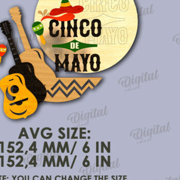 Intra απο ξύλο plywood 3mm-4mm πάχος - Cinco De Mayo Στρογγυλή πινακίδα κοπής με λέιζερ Δίασταση 30x20 cm INTRAFABR-119673684 - Image 2