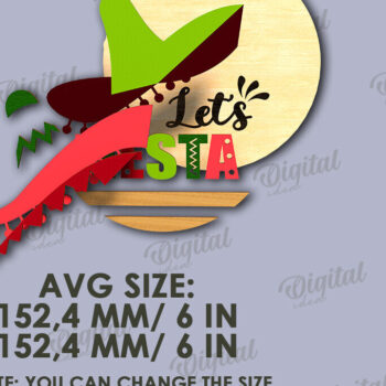 Intra απο ξύλο plywood 3mm-4mm πάχος - Cinco De Mayo Στρογγυλή πινακίδα κοπής με λέιζερ Δίασταση 30x20 cm INTRAFABR-119673490 - Image 2