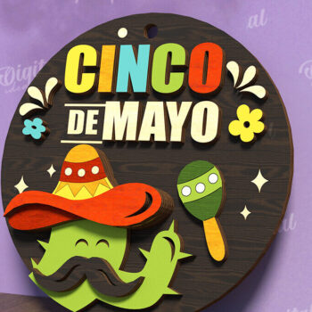 Intra απο ξύλο plywood 3mm-4mm πάχος - Cinco De Mayo Round Signs Bundle Laser Δίασταση 30x20 cm INTRAFABR-119721376 - Image 9