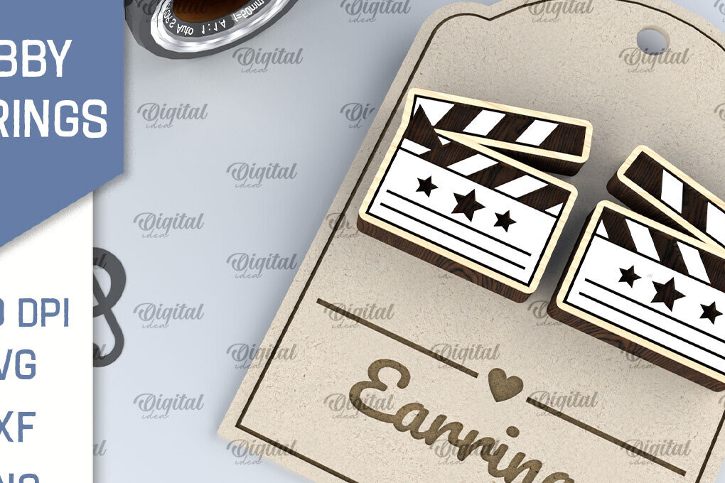 Intra απο ξύλο plywood 3mm-4mm πάχος - Κινηματογραφικά σκουλαρίκια Σχέδιο κοπής με λέιζερ Δίασταση 3x3 cm INTRAFABR-104758722