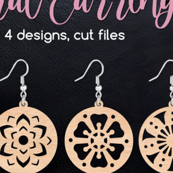Intra απο ξύλο plywood 3mm-4mm πάχος - Circle Floral Earrings Cut Files Δίασταση 3x3 cm INTRAFABR-104499564 - Image 1