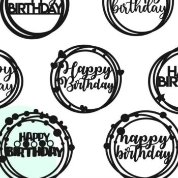 Intra απο ξύλο plywood 3mm-4mm πάχος - Circle Happy Birthday Cake Topper  Δίασταση 20x20 cm INTRAFABR-32106256 - Image 1