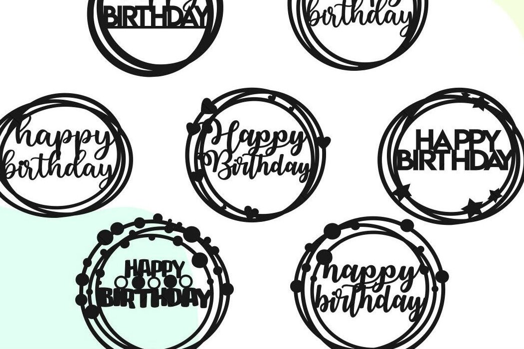 Intra απο ξύλο plywood 3mm-4mm πάχος - Circle Happy Birthday Cake Topper  Δίασταση 20x20 cm INTRAFABR-32106256
