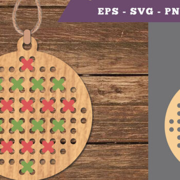 Intra απο ξύλο plywood 3mm-4mm πάχος - Circle Laser Cut Cross Stitch Δίασταση 20x20 cm INTRAFABR-106690148 - Image 1