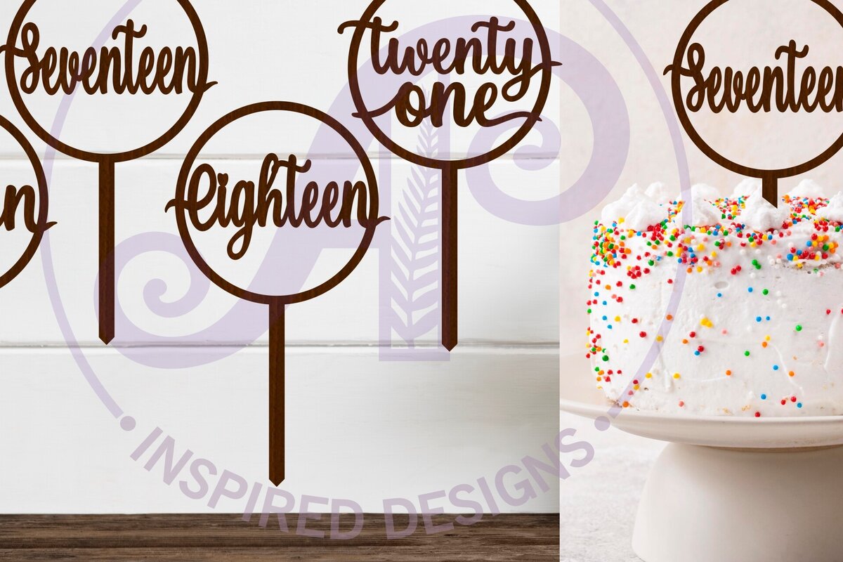 Intra απο ξύλο plywood 3mm-4mm πάχος - Circle Number Cake Toppers 16 17 18 21 Δίασταση 30x20 cm INTRAFABR-120251637