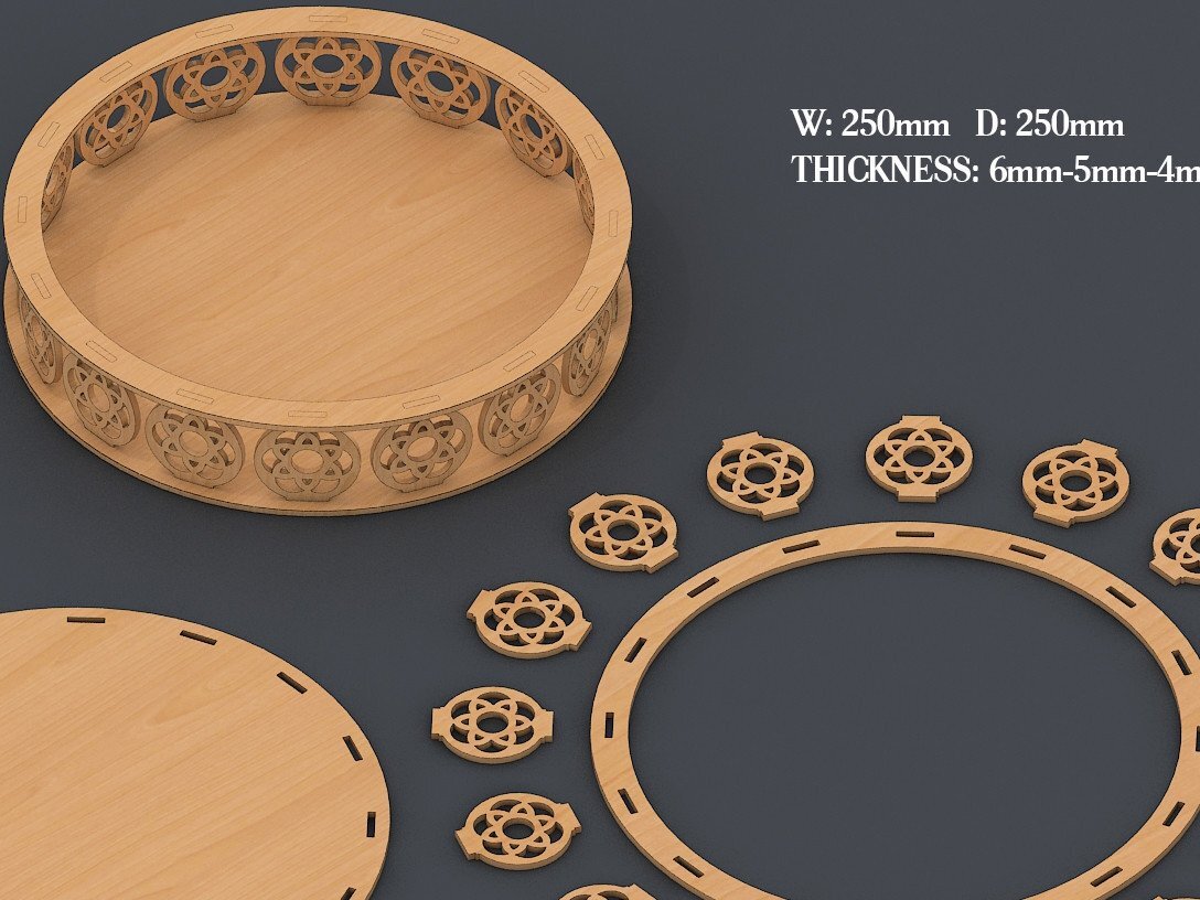 Intra απο ξύλο plywood 3mm-4mm πάχος - Σχέδια κοπής με λέιζερ διάνυσμα κυκλικού δίσκου Δίασταση 30x20 cm INTRAFABR-40163326