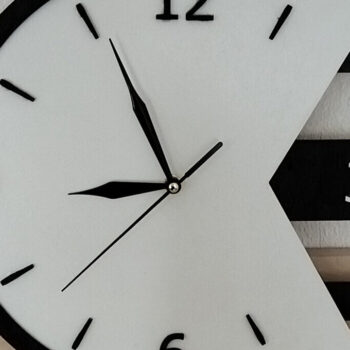 Intra απο ξύλο plywood 3mm-4mm πάχος - Κυκλικό τετράγωνο ρολόι Δίασταση 30x20 cm INTRAFABR-119361136 - Image 2