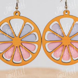 Intra απο ξύλο plywood 3mm-4mm πάχος - Citrus Slice Earrings   Δίασταση 3x3 cm INTRAFABR-122250320