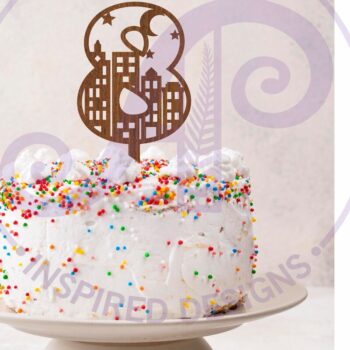 Intra απο ξύλο plywood 3mm-4mm πάχος - City Scene Number Cake Toppers  Cut Δίασταση 30x20 cm INTRAFABR-95480330 - Image 2