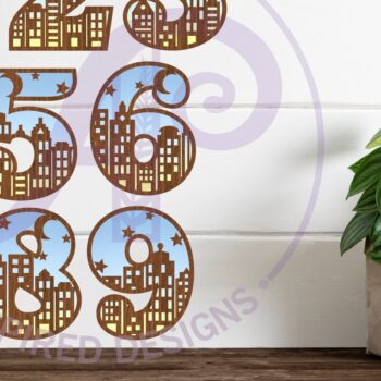 Intra απο ξύλο plywood 3mm-4mm πάχος - Σκηνή πόλης αριθμός δύο επιπέδων επιγραφή τοίχου Δίασταση 30x20 cm INTRAFABR-95480115 - Image 1