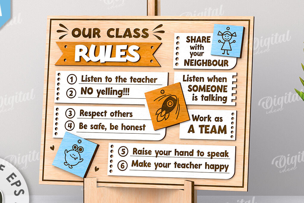 Intra απο ξύλο plywood 3mm-4mm πάχος - Κανόνες τάξης LaserCut. Πλακέτα αστείων κανόνων Δίασταση 30x20 cm INTRAFABR-112859435