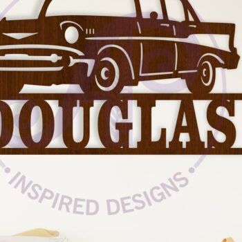 Intra απο ξύλο plywood 3mm-4mm πάχος - Classic Car 57 Σήμα ονόματος Laser Cut Δίασταση 30x20 cm INTRAFABR-111885224 - Image 1