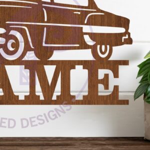 Intra απο ξύλο plywood 3mm-4mm πάχος - Classic Car Name Sign Design 2  Laser Δίασταση 30x20 cm INTRAFABR-97820142
