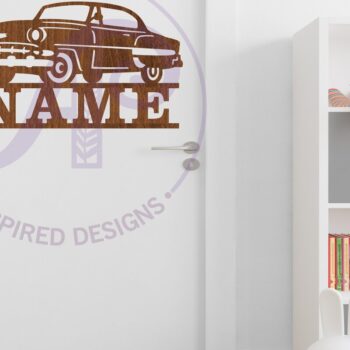 Intra απο ξύλο plywood 3mm-4mm πάχος - Classic Car Name Sign Design 2  Laser Δίασταση 30x20 cm INTRAFABR-97820142 - Image 3