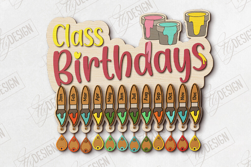 Intra απο ξύλο plywood 3mm-4mm πάχος - Γενέθλια στην τάξη | Πίνακας γενεθλίων |CNC Δίασταση 40x50 cm INTRAFABR-118474809